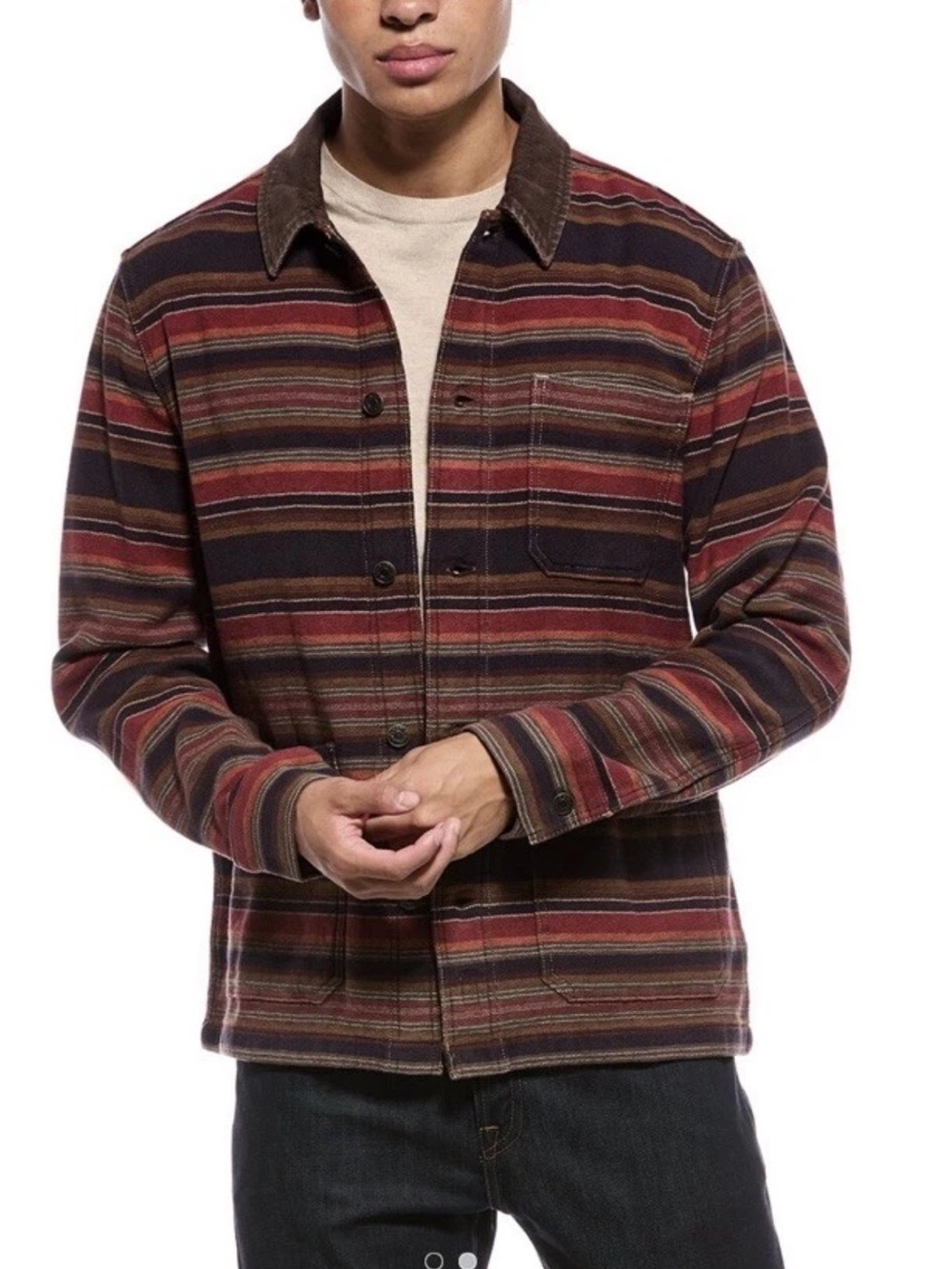 NWT Faherty Men's High Ridge Twill Studio Jacket Size XXL 2XL Western Stripe